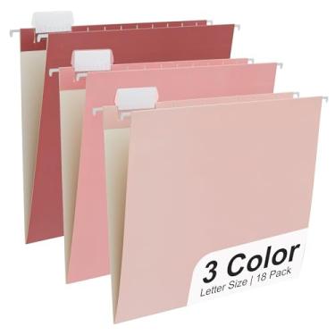 Imagem de Y YOMA Pacote com 18 pastas de arquivo gradiente, tamanho carta, decorativa, organizador de pastas para arquivos, escritório, casa, com abas ajustáveis de corte 1/5, rosa fofo