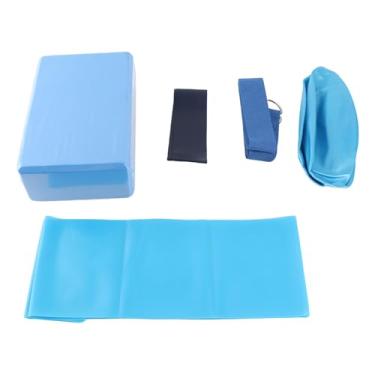 Imagem de Conjunto de blocos de ioga para ioga, 5 peças, cinto elástico, toalha de látex, laço de resistência, bola de ioga para treino em casa, academia, EVA, látex, algodão, PVC, 23 x 15