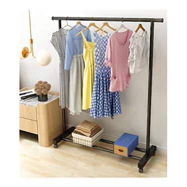 Imagem de Cabides de metal com prateleiras, cabide moderno independente com 4 pés estáveis para organizar roupas e sapatos, preto (cor: preto, tamanho: 120 cm) (preto 100 cm)