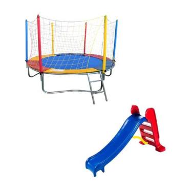 Imagem de Cama Elástica Pula Pula 2,30m + Escorregador Médio 3 Degraus - Rotopla