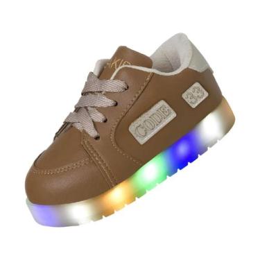 Imagem de Tênis Beakid Infantil Com Luzinha Menino Led Confortável, Marrom, 21