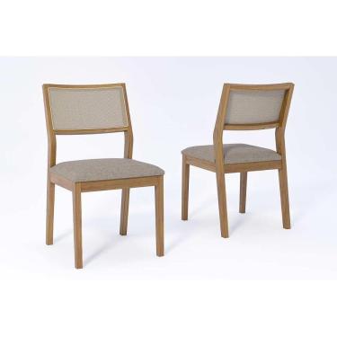 Imagem de Kit 2 Cadeiras Sala Jantar Oiti 2 Un Carvalho/Linho Bege/Tela Off White - Cimol
