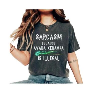 Imagem de Camiseta Feminina Retrô Magic Wand Sarcasm Y2K De Algodão Avada Kedavr