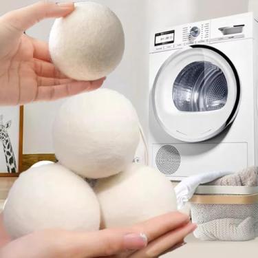 Imagem de Bolas de secadora reutilizáveis para lavar em casa bola de secagem de lã amaciante de roupas acessórios para máquina de lavar 3/4/5/6/7 cm (2 peças, cor lisa, 4 cm)