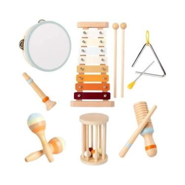 Imagem de Conjunto De Instrumentos Musicais De Madeira Para Crianças Xilofone Ta