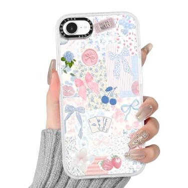 Imagem de FBHGLOA Capa de telefone para iPhone 16e de 6,1 polegadas moderna estética floral colagem floral fofa kawaii, estampa floral, transparente, antiamarelamento, à prova de choque, para mulheres e meninas