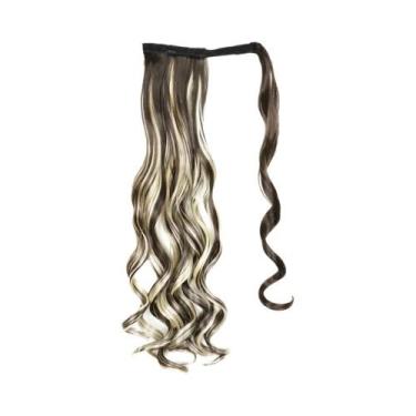 Imagem de Extensão De Cabelo Sintético Rabo De Cavalo Loiro De 32 Polegadas Com 