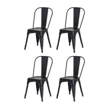 Imagem de Kit 4 Cadeiras Empilhavel Reforçada Industrial Iron Tolix - Preto - De
