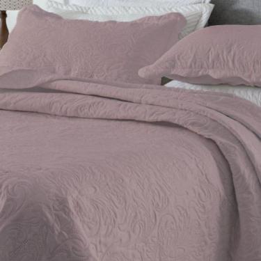 Imagem de Kit Cobre-Leito Colcha Casal 3pçs 2,20m x 2,40m Dupla Face Cor:Violeta