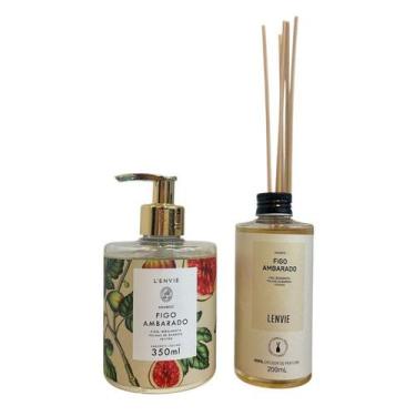 Imagem de Kit Figo Ambarado 1 Sabonete Liquido 350ml+1 Refil Difusor De Perfume 