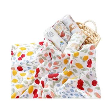 Imagem de Babadores De Bebê Em Algodão Muslin De Bambu Macio 5 Peças 60x60cm Con