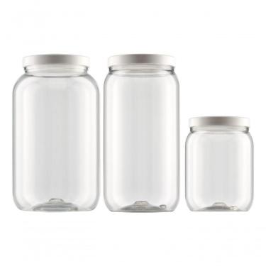 Imagem de 3 Potes Mantimentos Biscoito Tampa Branca Rosca Bandeirante