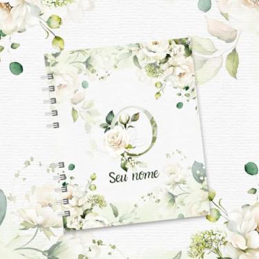 Imagem de Caderno A5 Floral Personalizado com Nome e Inicial, Caderno de Anotações sem Pauta, Caderneta Capa Dura, Caderno Espiral 96 Folhas para Estudos e Organização (O,DECORADO)