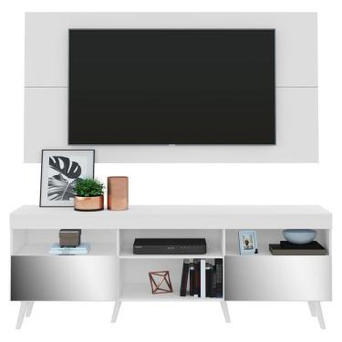 Imagem de Rack Com Painel Tv 65" Retrô Com Espelho Flórida Multimóveis V3138 Branco Branco