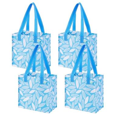 Imagem de VENO Pacote com 4 sacolas de compras de supermercado compactas e reutilizáveis, sacola de mola média com alça e fundo rígido, resistente, bolsa dobrável - Spring Breeze
