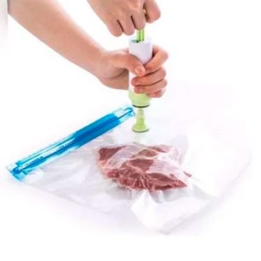 Imagem de Bomba de Sucção Para Saco Hermético á Vácuo para Alimentos Fechamento Zip Lock Duplo Reutilizável