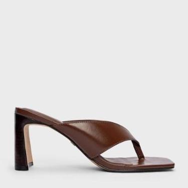 Imagem de Tamanco / Open Mule Thong Iconic em Couro Marrom Carrano-Feminino