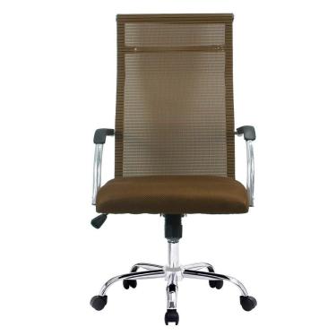 Imagem de Cadeira De Escritório Esteirinha Tela Mesh Base Cromada Com Rodinha Fortt Salta Marrom - Cef04-p