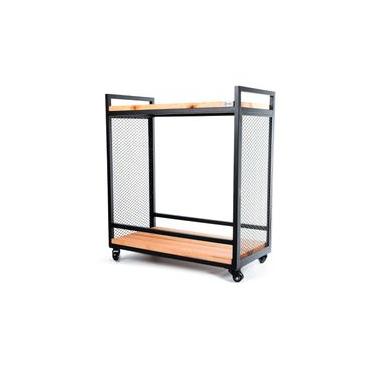 Imagem de Carrinho Churrasco Mesa de Servir Multiuso Gourmet em Aço e Madeira Maciça