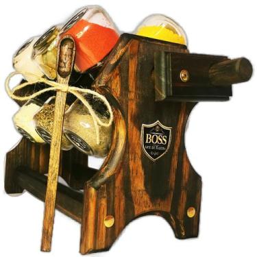 Imagem de Porta Temperos em Madeira com Manivela e 12 Potes com Colher dosadora 