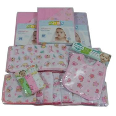 Imagem de Kit 20 Fralda 3 Toalha capuz dupla 3 Babadores para menina