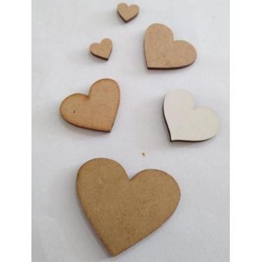 Imagem de Aplique Coração em MDF - Pacote com 50 Unidades (4x3cm) - Ideal para A