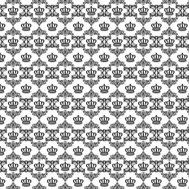 Imagem de Papel De Parede Branco Com Coroas Pretas Adesivo Infantil