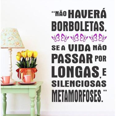 Imagem de Adesivo De Parede Frase Não Haverá Borboletas Em Duas Cores
