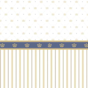 Imagem de Papel Parede Faixa Azul E Listrado Dourado Adesivo Infantil