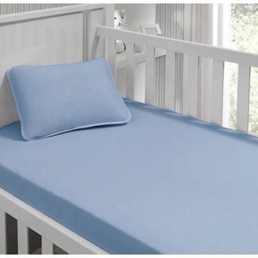 Imagem de Jogo de Lençol para Minicama 2 Peças Kinder Malha Tecebem, Azul