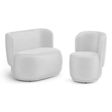 Imagem de Poltrona e Namoradeira Orgânica Molly material sintético Branco - Abma