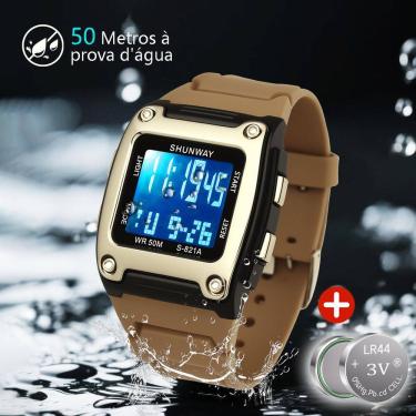 Imagem de Relógio Digital Masculino Quadrado dourado - Tudo em Caixa