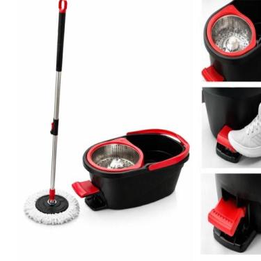 Imagem de Balde Mop Turbo Inox 13L Com Pedal Giratório 360  Kit Limpeza Profissi