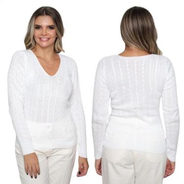 Imagem de Kit 2 Blusas Manga Longa Feminina Trico Modal Trança Inverno - SP/CXX,