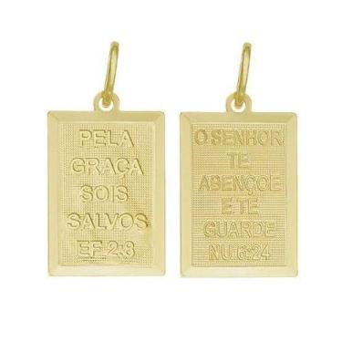 Imagem de Pingente Quadrado Estampado Versículo 2 Lado - Brilhante Folheados