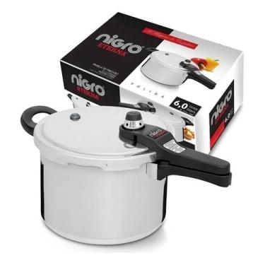 Imagem de Panela de Pressão em Alumínio Polido Eterna Nigro 6 Litros com 6 Siste