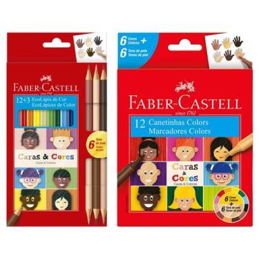 Imagem de Kit Lápis de cor Faber Castell EcoLápis com 15 unidades + canetinhas c
