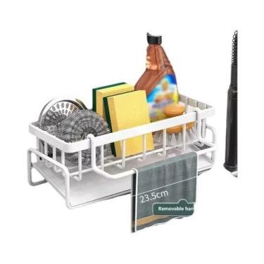 Imagem de Suporte Multifuncional De Aço Carbono Para Pia Com Escorredor De Espon