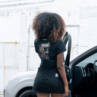 Imagem de Baby Look Cyclone Cropped Gold Chains Metal, Preto, G