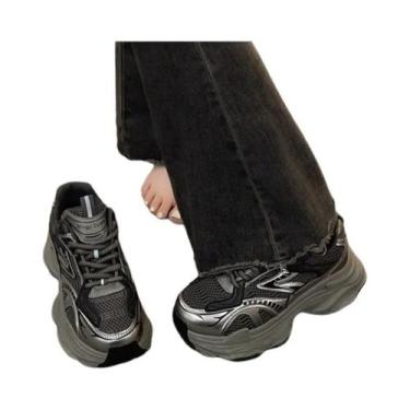 Imagem de Tênis Casuais Femininos Com Solado Grosso Para Aumento De Altura, Moda