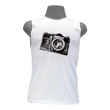 Imagem de Camiseta regata masculina - Câmera Fotográfica - DASANTIGAS, Branco, B