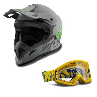 Imagem de Kit Capacete Pro Tork Fast 788 Grey Fosco + Óculos Pro Tork Blast Amar