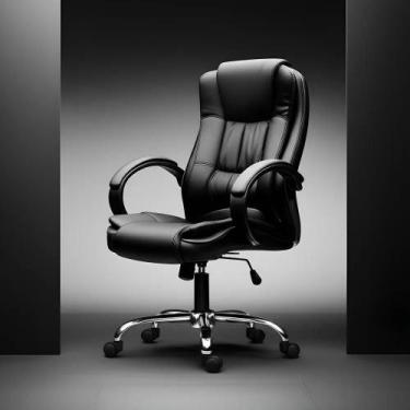 Imagem de Cadeira Presidente Ergonômica Pelegrin PEL-2043 Preta Couro - Congratu