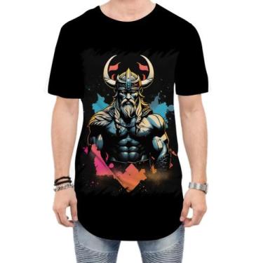 Imagem de Camiseta Longline Guerreiro Viking Nórdico Tribo 11 - Kasubeck Store®,