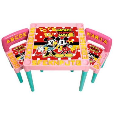 Imagem de Mesa Infantil Rosa 2 Cadeiras Educativa Para Crianças Tritec - Toys 2u