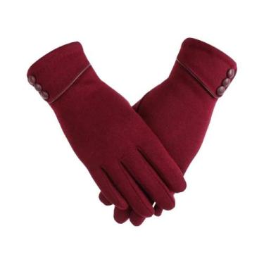 Imagem de Luvas Térmicas Femininas De Inverno Com Forro De Lã E Tela Sensível Ao