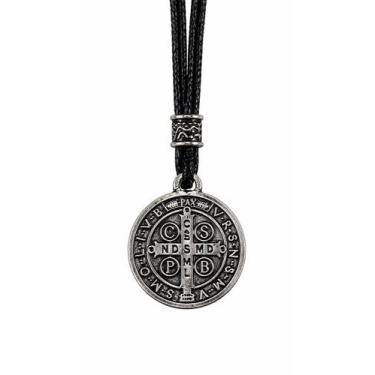 Imagem de Cordão Medalha de São Bento Prata Velha Metal - Outros