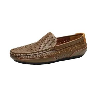 Imagem de Sapatos Casuais Masculinos De Verão Em Couro Genuíno Macio E Respiráve