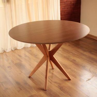 Imagem de Mesa de Jantar Base Estrelada de Madeira Maciça 108cm Alice - Árvore d