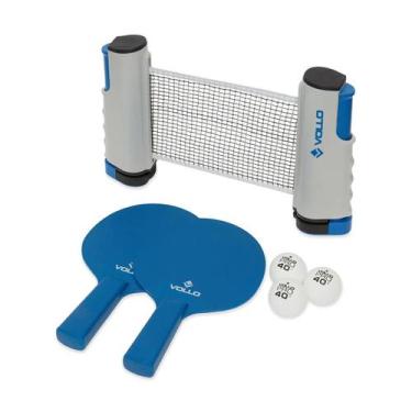 Imagem de Kit Tênis de Mesa Ping Pong 2 Raquetes 3 Bolas e Rede Retrátil Cinza V